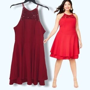 NWT Emerald Sundae Red Lace Mini Dress Sz 1X